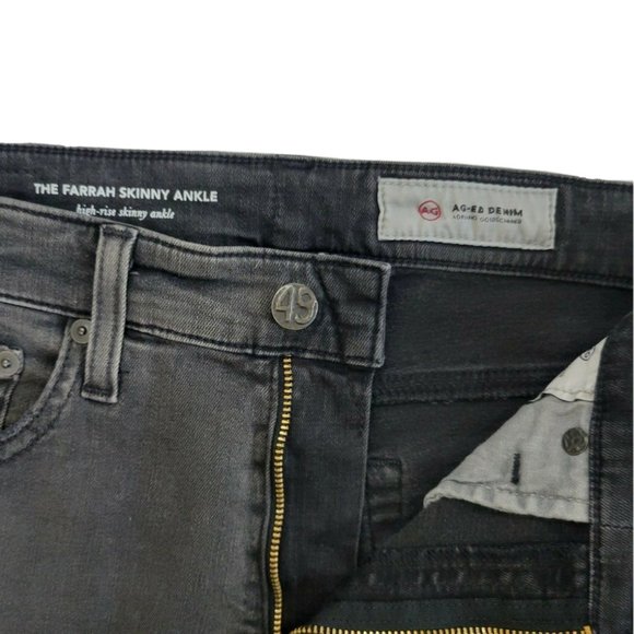 AG Farrah High Rise Skinny Ankle Raw Hem Jean in Eroded Grey Destroyed - Picture 11 of 12